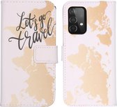 iMoshion Design Softcase Book Case Samsung Galaxy A72 hoesje - Let's Go Travel White