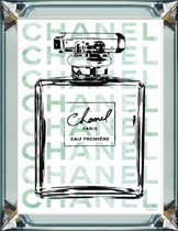 50 x 60 cm - Cadre miroir avec impression - Parfum Chanel - impression derrière verre