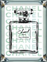 50 x 60 cm - Spiegellijst met prent - Chanel parfum - prent achter glas