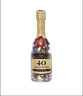 Snoep - Champagnefles - 40 jaar - Gevuld met een verpakte toffeemix - In cadeauverpakking met gekleurd lint