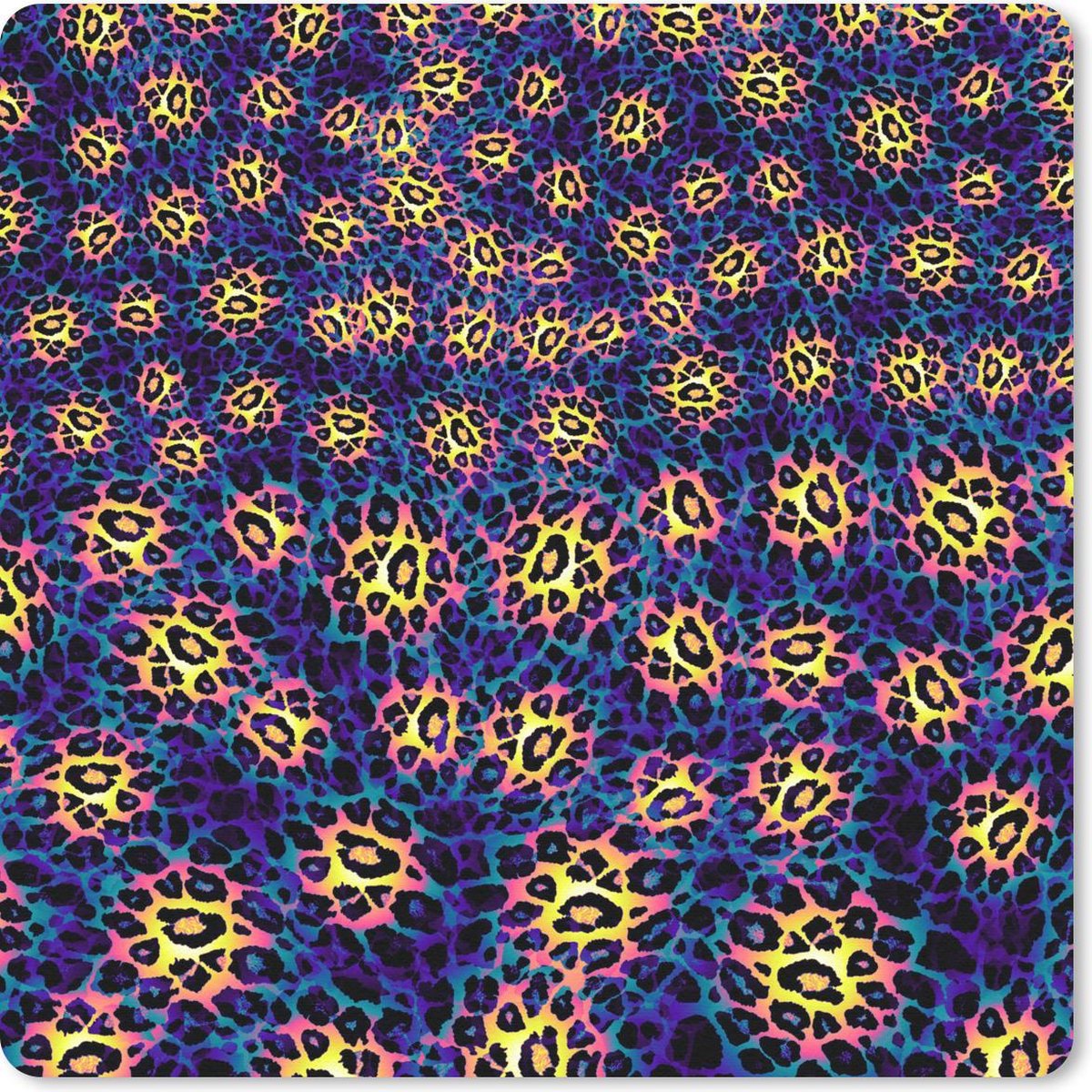 Muismat 20x20 cm - Mousepad Luipaard - Patronen - Blauw - Muismatten