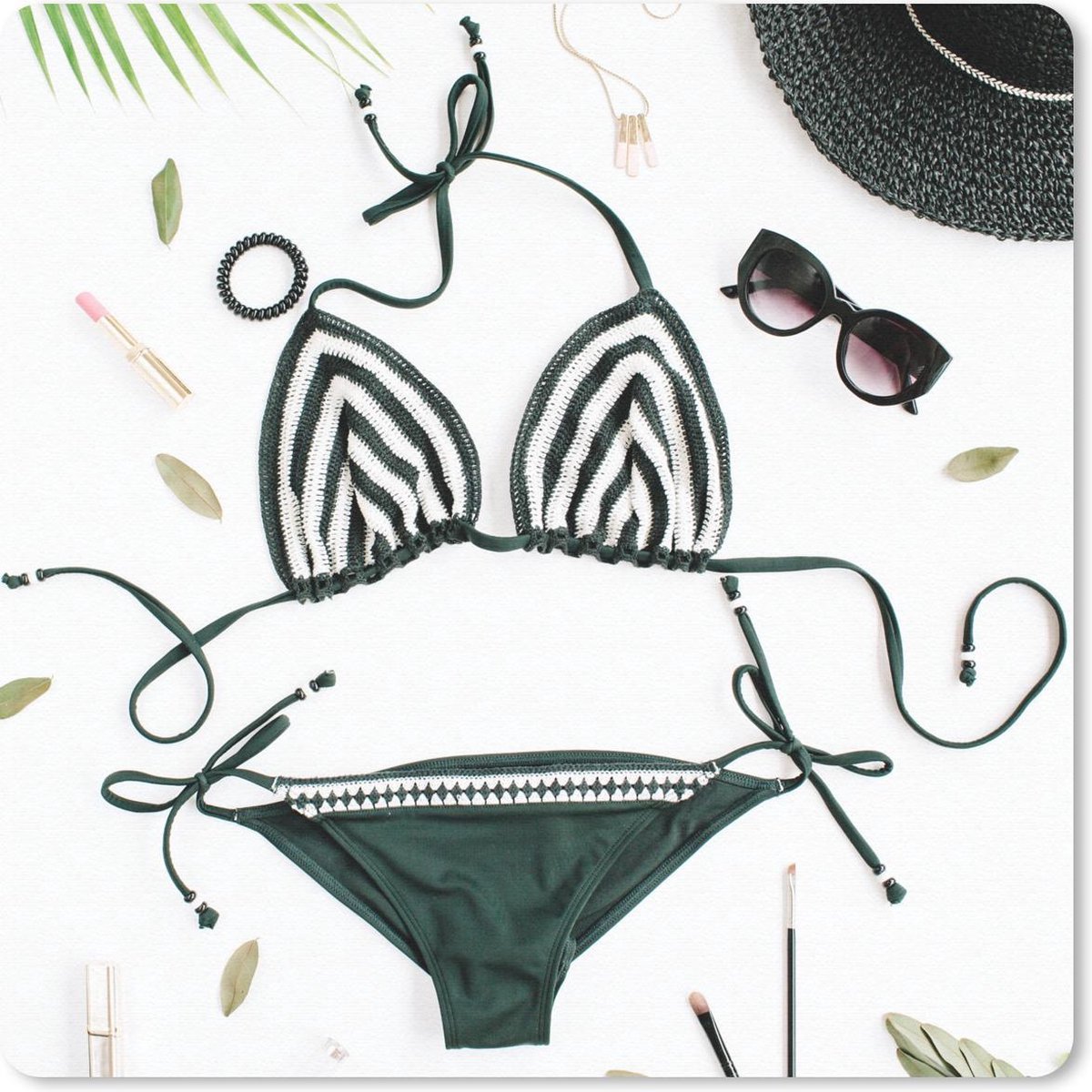 Muismat 30x30 cm - Mousepad Bikini - Zwart - Wit - Muismatten