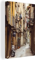 Canvas Schilderij Straat - Barcelona - Spanje - 40x60 cm - Wanddecoratie