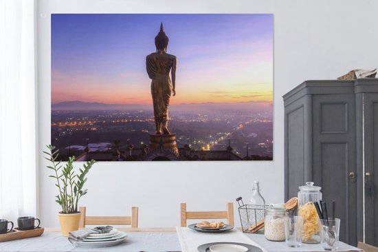 Statue de Bouddha en or dans le temple de Khao Noi à Bangkok 180x120 cm - Tirage photo sur Toile (Décoration murale salon / chambre) / Villes asiatiques Peintures sur toile XXL / Groot format!