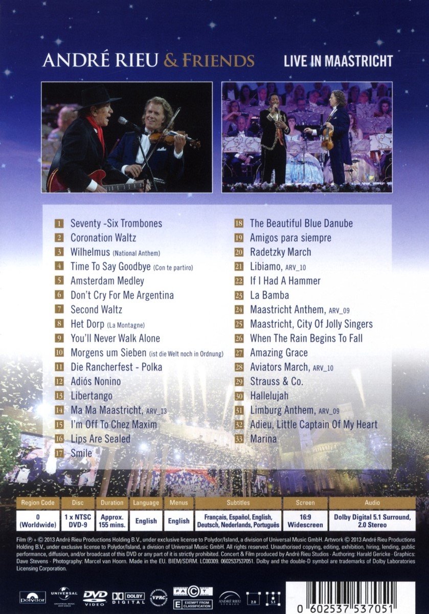 (未使用･未開封品)　Andre &amp; Friends-Live in Maastricht [DVD] [Import] vf3p617 André Rieu & Friends – Live In Maastricht – DVD (DVD-Video