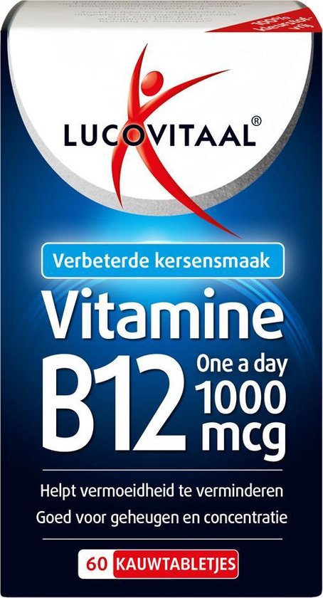 Lucovitaal Vitamine B12 1000 micogram Voedingssupplement - 60 kauwtabletten - Kersensmaak