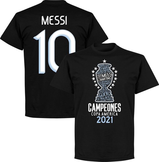 Argentinië Copa America 2021 Winners Messi 10 T-Shirt Zwart S