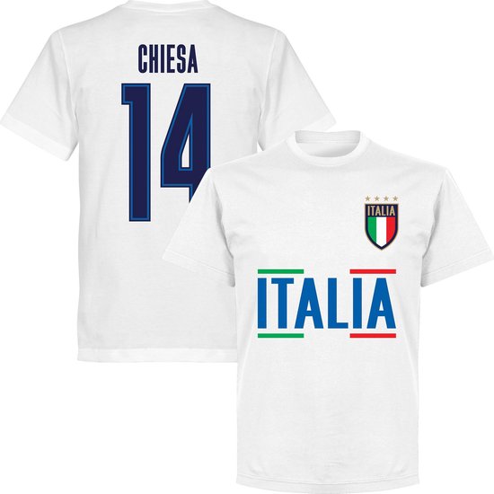 Italië Chiesa 14 Team T-Shirt - Wit - 3XL
