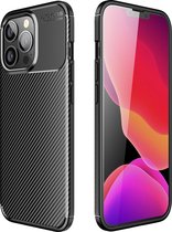 iPhone 13 Pro Hoesje - Luxe Carbon Fiber Backcover - Carbon Fiber Patroon - Zwart