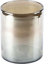 Windlicht - Tafellamp - Kaarsenhouder - Lantaarn - Bruin Rond Glas - 15,5x15,5x19,5cm