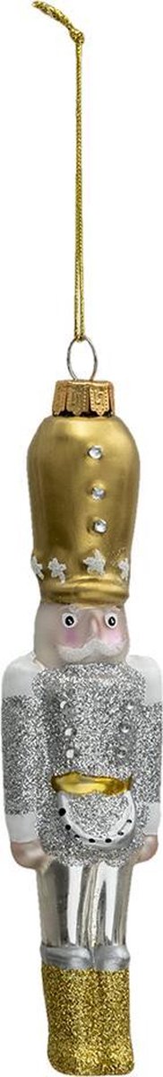 Clayre & Eef Kersthanger Notenkraker 17 cm Goudkleurig Wit Glas