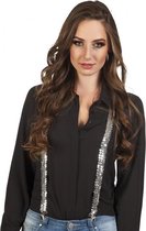 bretels pailletten unisex 75 cm zilver