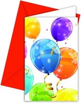 uitnodigingen ballonnen 16 x 12 cm multicolor 6 stuks