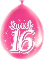 ballonnen Sweet 16 latex 18,5 cm roze 8-delig