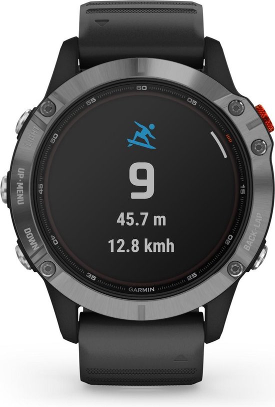 Garmin Fenix 6 Solar  Multisport Smartwatch - Geavanceerde GPS Tracker - 10ATM Waterdicht - Zilver/Zwart - Garmin