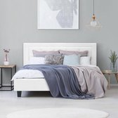 Eigentijds bed voor volwassenen - Simili Blanc - Inclusief boxspring - 160 x 200 cm - EDOUARD