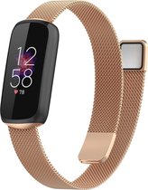 Bandje Voor Fitbit Luxe - Milanese Band - Rose Goud (Roze) - One Size - Horlogebandje, Armband