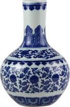 Fine Asianliving Chinese Vaas Porselein Lotus Blauw Wit D20xH30cm