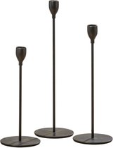 Kandelaar Modern Metaal Zwart 3 st. - 33 cm