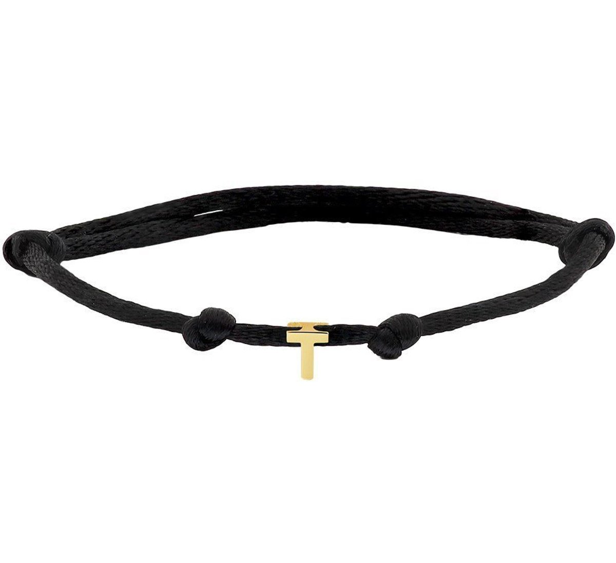 Goud Armband satijn letter T 4700048