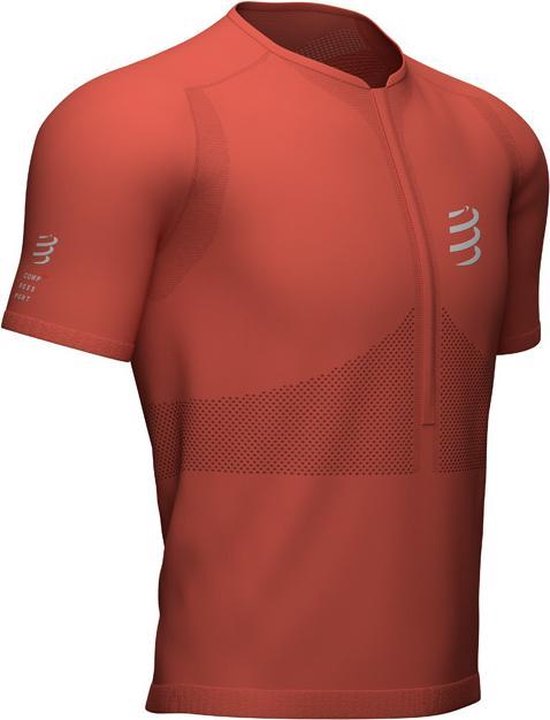 Compressport Trail Half-Zip Fitted SS Top Heren Red Clay