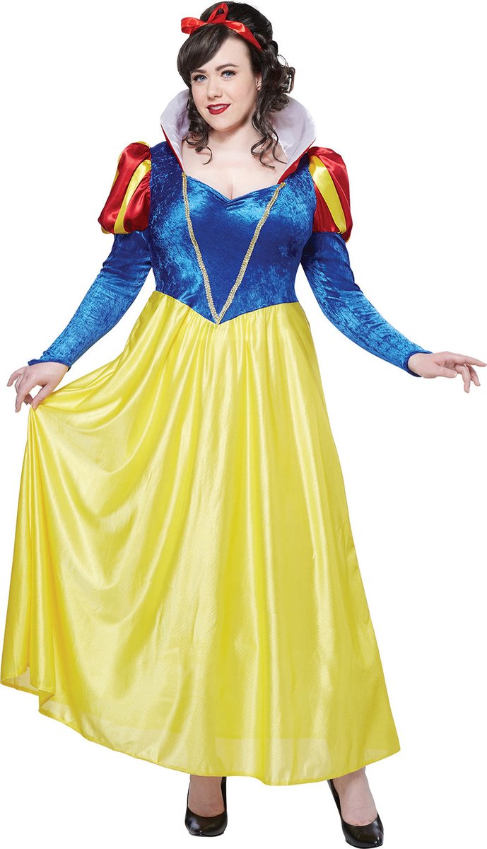 Vegaoo - Geel en blauw Sneeuwwitje kostuum voor dames - Plus Size