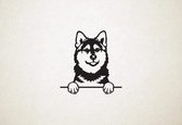Pomsky - hond met pootjes - XS - 21x20cm - Zwart - wanddecoratie