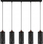 Hanglamp zwart industrieel | 80cm | 5x E27 fitting | Halifax