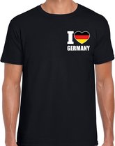 I love Germany t-shirt zwart op borst voor heren - Duitsland landen shirt - supporter kleding L