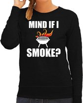 Mind if I smoke bbq / barbecue sweater zwart - cadeau trui voor dames - verjaardag / moederdag kado XS