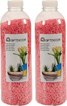 4x pakjes decoratie steentjes/kiezeltjes fuchsia roze 1,5 kg - Aquarium bodembedekking