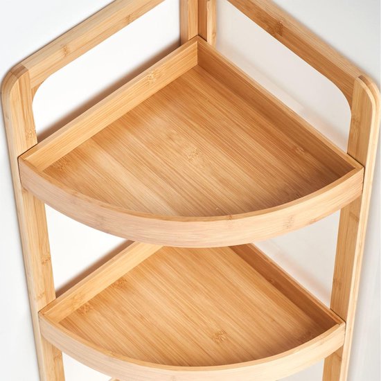 Meuble d'angle de salle de bain / étagère en bois de bambou 29 x 29 x 85 cm  - Meuble... | bol.com