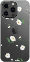 Apple iPhone 13 Pro Telefoonhoesje - Transparant Siliconenhoesje - Flexibel - Met Bloemenprint - Madeliefjes