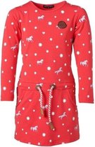 Meisjes jurk Rood met paarden/sterren lange mouwen | Maat 116/ 6Y