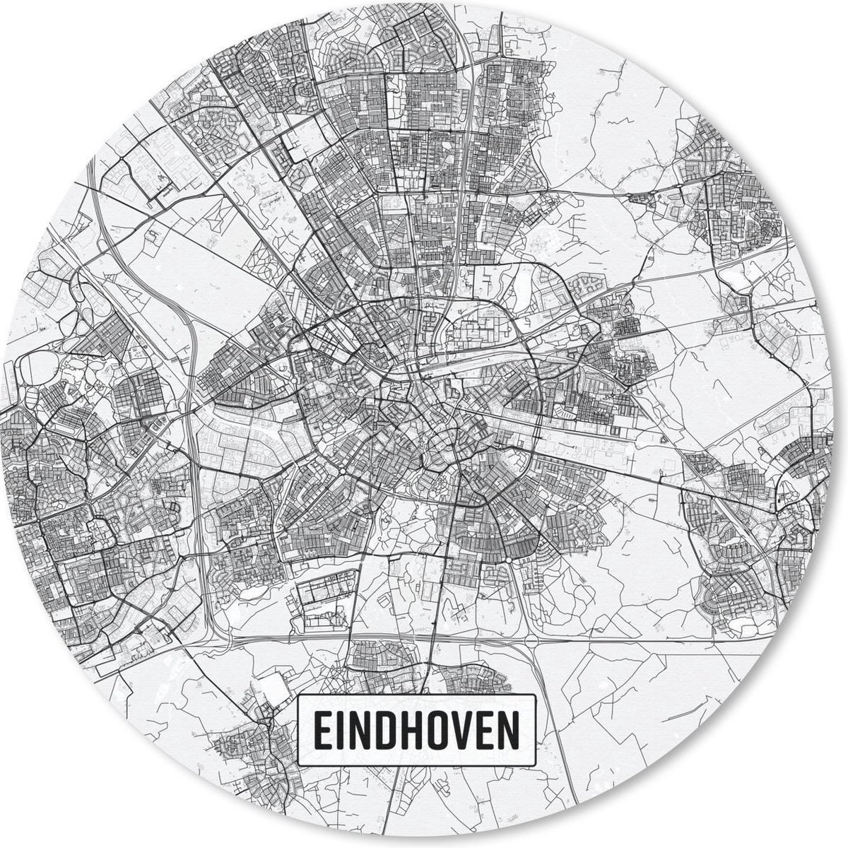 Muismat rond 40x40 cm - Mousepad Stadskaart Eindhoven - Ronde muismatten