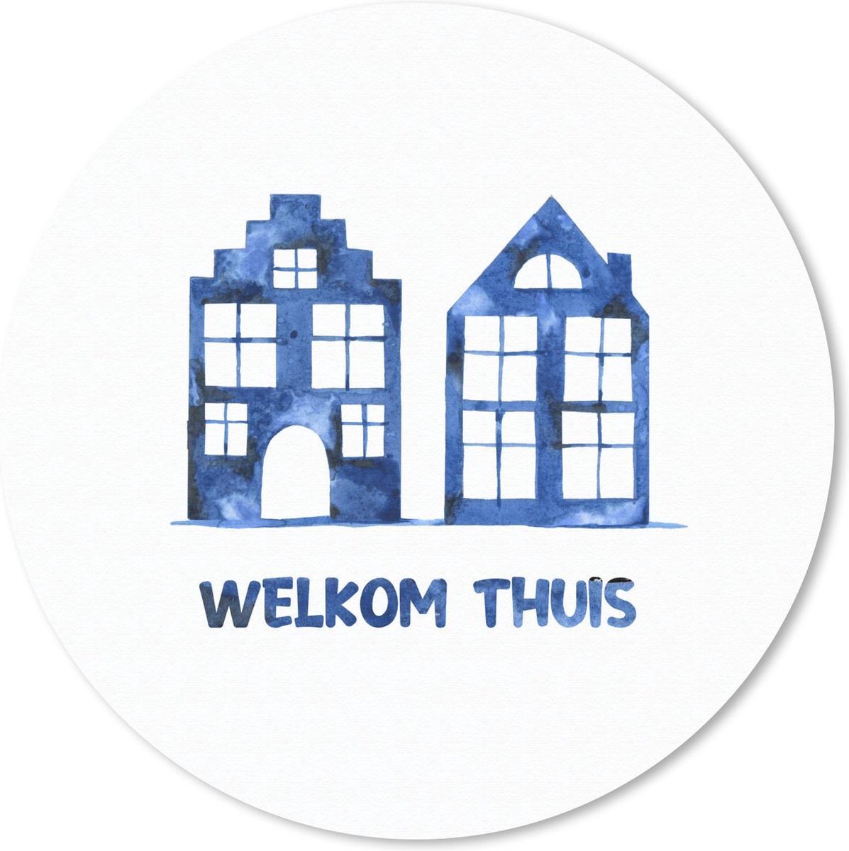Muismat rond 40x40 cm - Mousepad Quotes - Spreuken - 'Welkome thuis' - Blauw - Ronde muismatten