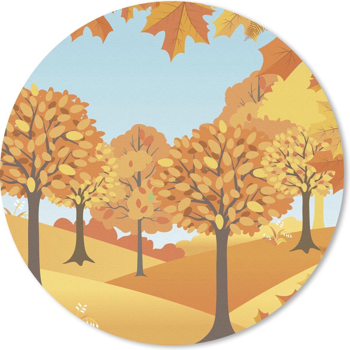 Muismat rond 40x40 cm - Mousepad Een illustratie van herfstachtige bomen - Ronde muismatten