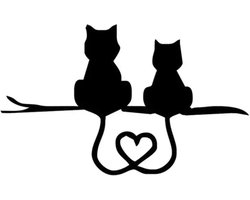 GoedeDoelen.Shop | (Auto) Sticker Kattenliefde Zwart | Katten Sticker | Laptopsticker | Autosticker | Wandsticker | Raamsticker | WC Sticker | 12 x 14,5 cm | Wellness-House