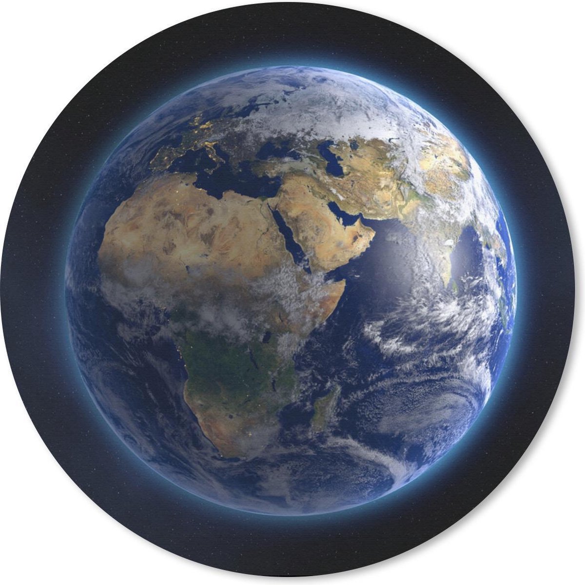 Muismat rond 50x50 cm - Mousepad Aarde - Ruimte - Planeten - Ronde muismatten