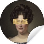 WallCircle - Muurstickers - Behangcirkel - Vrouw - Kunst - Verf - ⌀ 30 cm - Muurcirkel - Zelfklevend - Ronde Behangsticker