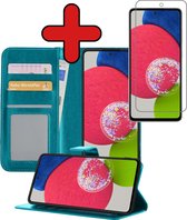 Samsung Galaxy A52s Hoesje Book Case Hoes Portemonnee Cover Met Screenprotector - Samsung Galaxy A52s Case Hoesje Wallet Case - Turquoise