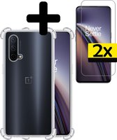 Oneplus Nord CE Hoesje Transparant Shockproof Case Met 2x Screenprotector - Oneplus Nord CE Case Hoesje Hoes Met 2x Screenprotector - Transparant