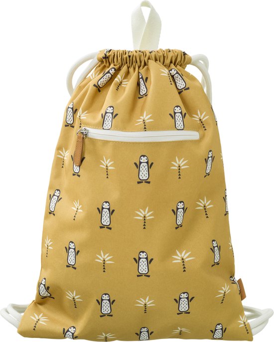 Fresk Zwemtas Kind – 38 x 27 cm – Gymtas – Waterafstotende Strandrugzak voor Kinderen – Zwemzak met Ophanglus – Geel - Pinguin