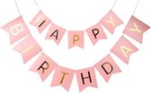 Happy Birthday Slinger Verjaardag Versiering Feest Versiering Verjaardag Slingers Roze & Goud Decoratie – 1 Stuk