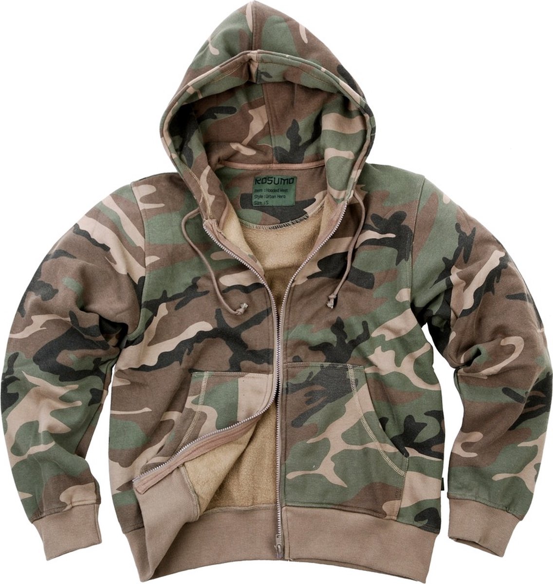 Fostex Garments Hoodie with zip Woodland Camo Aop