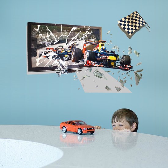 Muursticker Formule 1 Auto 100 x 66cm