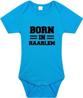Born in Haarlem tekst baby rompertje blauw jongens - Kraamcadeau - Haarlem geboren cadeau 92 (18-24 maanden)