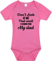 That smell is from my dad tekst baby rompertje roze meisjes - Kraamcadeau/ aankondiging aanstaande vader 80 (9-12 maanden)