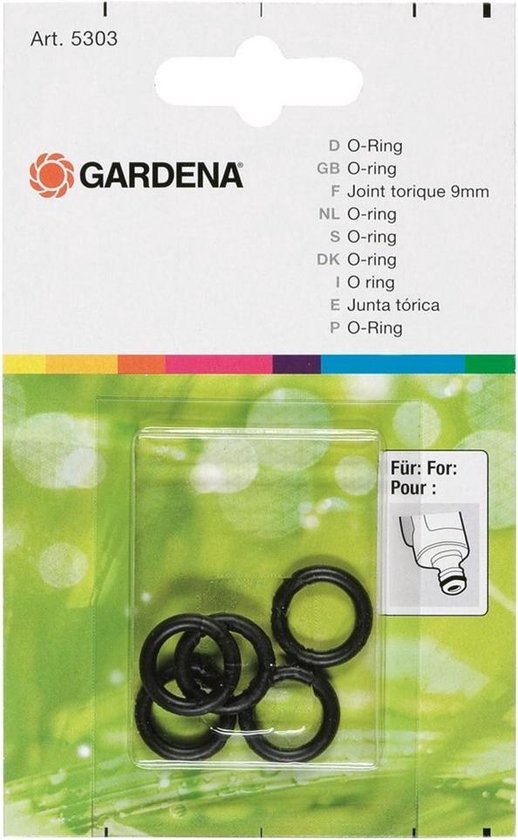 O-ring 9 mm rubber afdichting 5 stuks voor GARDENA besproeiingssysteem aansluitnippels