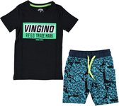 Vingino Walberto Jongens Shortama - Deep Black - Maat 134-140